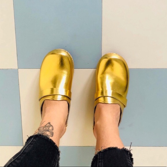 Sandgrens Metallic Gold Clogs - Picture 2 of 4